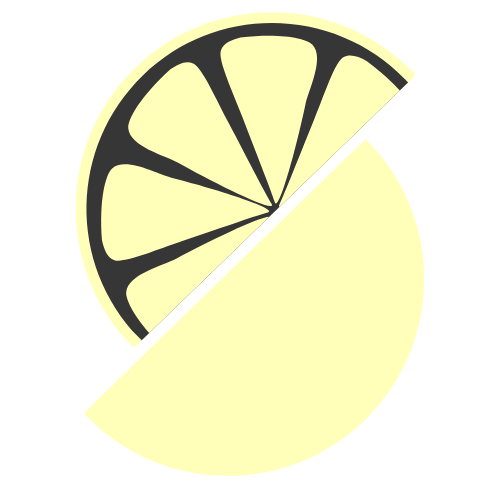 a capital letter S made out of two half lemon slices