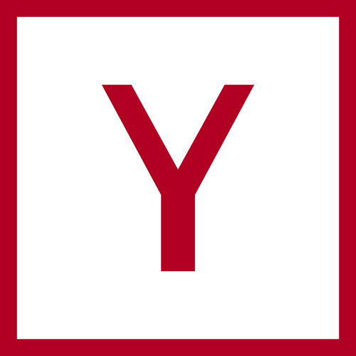 red capital letter Y surrounded by red box